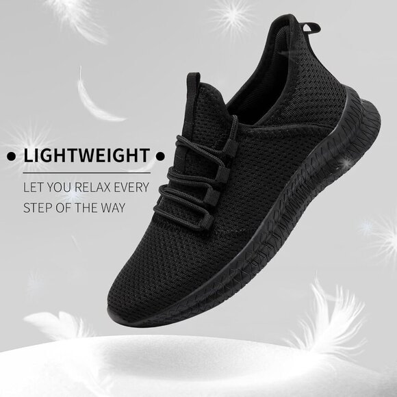 Mens Slip On Walking Shoes Mens Running Black Mesh Breathable Tennis Sneakers main image 4